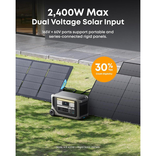 Anker SOLIX F3000 Portable Power Station with 2×400 Solar Panel, 3,072Wh, 6,000W Recharging, Solar Generators for Home Use, For Power Outages, Camping, RVs, Emergencies