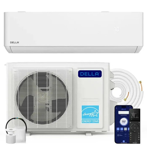 DELLA Optima Series 12000 BTU 24 SEER2 Ultra Heat Mini-Split AC - Up to 550 Sq.Ft. - 048-TP-12K2V-24S-I+O  Mini Split Systems Direct
