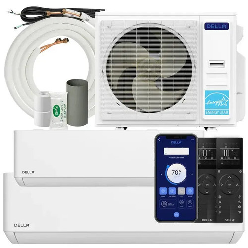 Della Optima Series 35000 BTU Dual Zone Mini Split AC with R-454B (9K+24K) – Up to 1900 Sq.Ft.
