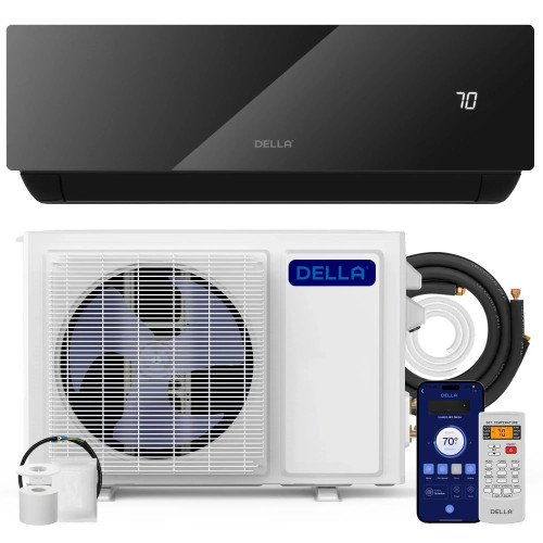DELLA Umbra Series Mini Split AC R32 Refrigerant 12000 BTU SEER2 20 Up to 550 Sq.Ft. / 110 V - 12K1VR-20S-JPB-I+O  Mini Split Systems Direct