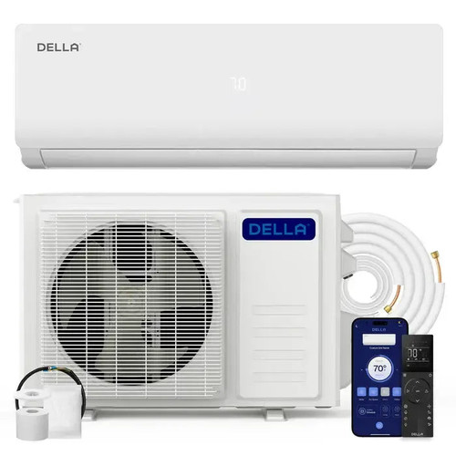 Della Vario Series 12000 BTU SEER2 23 Mini-Split Heat Pump AC with 16 ft Installation Kit - Up to 550 Sq.Ft. - TL-12K2VB-23S-I+O  Mini Split Systems Direct
