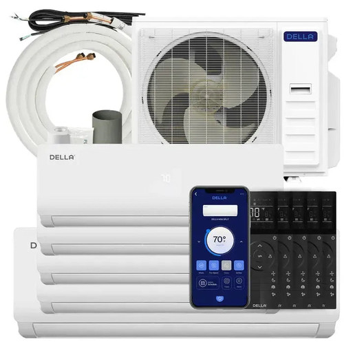 DELLA Vario Series 45000 BTU Five Zone Mini Split AC with R-454B (9K+9K+9k+12K+18k) - Up to 2750 Sq.Ft.