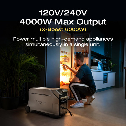 EF ECOFLOW 8kWh Portable Power Station: DELTA Pro 3 with AC Cable and Extra Battery, 120/240V 4000W AC Output, Solar Generator for Home Use, Camping, Emergencies, RVs, and Outdoor Generators