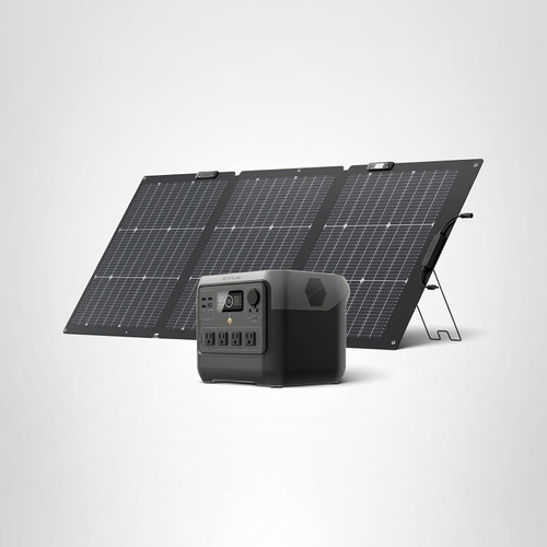 EF ECOFLOW Solar Generator RIVER 2 Pro 768Wh Portable Power Station & 160W Portable Solar Panel LiFePO4 Battery 70 Min Fully Charged, 4×AC, For Camping, RV, Home Backup