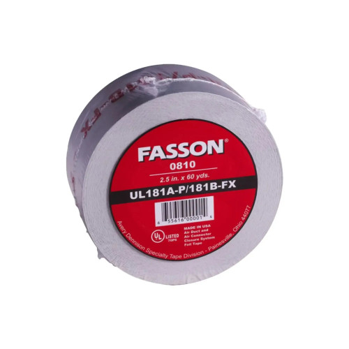 Fasson 0810 2-1/2" x 60 yd. UL181 A-P/B-FX Aluminum Foil Tape - 0810-2.5  Mini Split Systems Direct