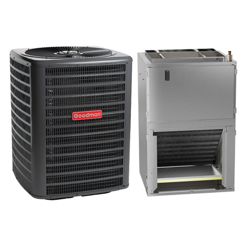 Goodman 2 Ton 14.5 SEER2 R-32 Heat Pump System and Front or Bottom Return Air Handler with 8kW heat kit - GLZS4BA2410 / AWST24SU1308  Mini Split Systems Direct