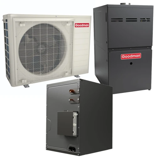 Goodman | 2 Ton | 18.0 SEER2 | R-32 | Dual Fuel System | GZV6SA2410 + CAPEA3022C3 + GMVC800804CX | 21" Cabinet Width | Upflow/Downflow | Coil | 80,000 BTU/h | Upflow/Horizontal | Two-Stage | Variable-Speed ECM | Low NOx | Furnace | - Communicating