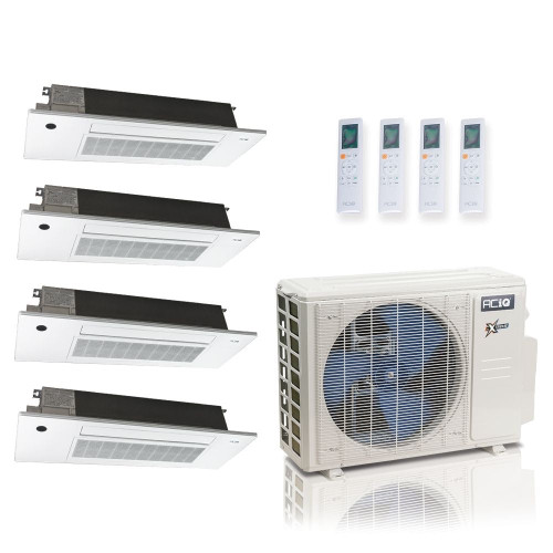 27,000 BTU ACIQ Extreme 23 SEER2 Quad Zone Slim Ceiling Casette Mini Split Heat Pump System - R454B | 230V - 6 + 6 + 6 + 6 - ACIQ-27Z-HH-M4C / SCC-06-HH-MB-4  Mini Split Systems Direct