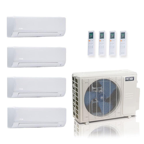 27,000 BTU ACIQ Standard 25 SEER2 Quad Zone Wall Mount Mini Split Heat Pump System - R454B | 230V - 9 + 9 + 9 + 9