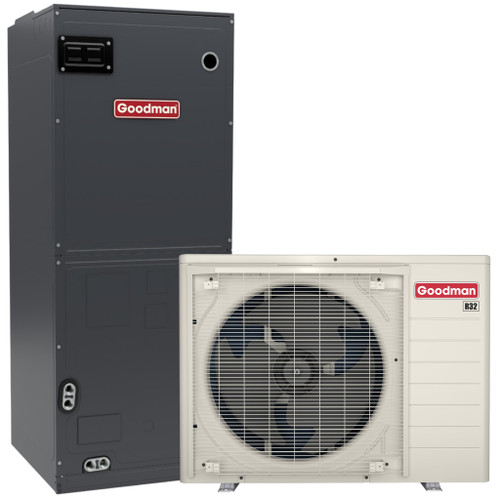 Goodman 3 Ton 16.6 SEER2 R-32 Central Heat Pump Split System | GZV6SA3610 + AHVE42CP1300 | 21" Cabinet Width, Multi-Positional Air Handler