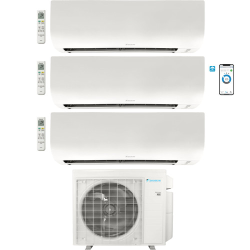 3 - Zone - 36,000 BTU 20 SEER2 Daikin MXM Series Wall Mounted Ductless Mini Split Heat Pump Air Conditioner System 9K + 9K + 15K - 230V | R32 | Wi-Fi Enabled
