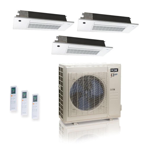 36,000 BTU 23 SEER2 ACiQ Extreme 3-Zone Slim Ceiling Cassette Mini Split System | R454B | 230v - 6+9+9 - ACiQ-36Z-HH-M5C / SCC-06-HH-MB / SCC-09-HH-MB-2  Mini Split Systems Direct