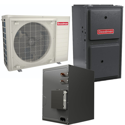 Goodman 2 Ton 19.0 SEER2 R-32 Dual Fuel System | GZV7SA2410 | GRVS960603BU | CAPEA3626B3 | 17½" Cabinet Width Upflow/Downflow Coil | 60,000 BTU/h Upflow/Horizontal Single-Stage Variable-Speed ECM Ultra Low NOx Furnace