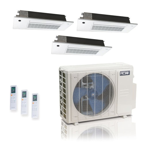 36,000 BTU 24 SEER2 ACiQ Standard 3-Zone Slim Ceiling Cassette Mini Split System | R454B | 230v - 6+6+12 - ES-36Z-M5C / SCC-06-HH-MB-2 / SCC-12-HH-MB  Mini Split Systems Direct