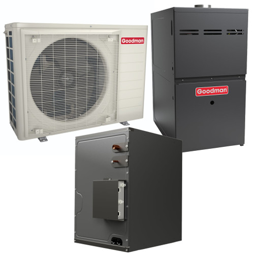 Goodman 2 Ton 19.0 SEER2 R-32 Dual Fuel System | GZV7SA2410 | GMVC800603BX | CHPEA3026C3 | Communicating | 26" Cabinet Width Horizontal Coil | 60,000 BTU/h Upflow/Horizontal Two-Stage Variable-Speed ECM Low NOx Furnace