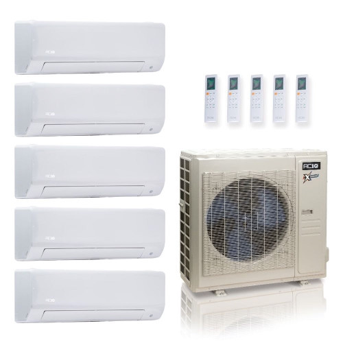 36,000 BTU ACIQ Extreme 23 SEER2 5 Zone Wall Mount Mini Split Heat Pump System - R454B | 230V - 6 + 6 + 6 + 6 + 6 - ACiQ-36Z-HH-M5C / ACIQ-06W-HH-MD-5  Mini Split Systems Direct