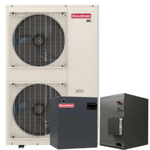 Goodman 5 Ton 16.0 SEER2 R-32 Central Heat Pump Split System with Evaporator Coil & Modular Blower | GZV7SA6010 | CHPEA6030D3 | MBVK20DP1X00 | 21" Cabinet Depth Horizontal Coil | 24½" Cabinet Width Multi-Position Modular Blower