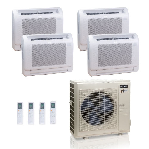 36,000 BTU ACIQ Extreme 23 SEER2 Quad Zone Floor Mount Mini Split Heat Pump System - R454B | 230V - 12 + 12 + 12 + 12 - ACIQ-36Z-HH-M5C / ACIQ-12FM-HH-MD-4  Mini Split Systems Direct