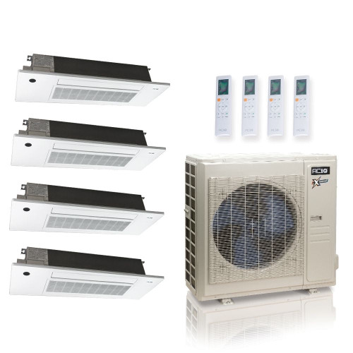 36,000 BTU ACIQ Extreme 23 SEER2 Quad Zone Slim Ceiling Casette Mini Split Heat Pump System - R454B | 230V - 6 + 6 + 6 + 9 - ACIQ-36Z-HH-M5C / SCC-06-HH-MB-3 / SCC-09-HH-MB  Mini Split Systems Direct