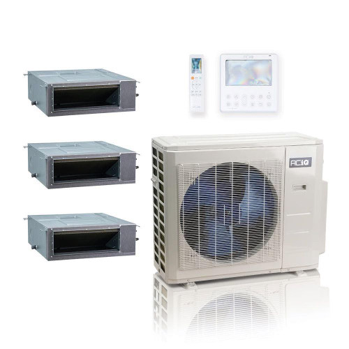 36,000 BTU ACIQ Standard 20 SEER2 Tri Zone Concealed Duct Mini Split Heat Pump System - R454B | 230V - 9 + 9 + 12 - ES-36Z-M5C / ACIQ-09CD-HH-MC-2 / ACIQ-12CD-HH-MC  Mini Split Systems Direct