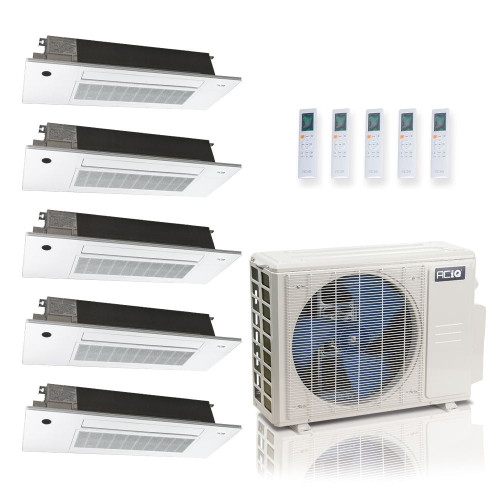 36,000 BTU ACiQ Standard 24 SEER2 5 Zone Slim Ceiling Casette Mini Split Heat Pump System - R454B | 230V - 6 + 6 + 6 + 6 + 6 - ES-36Z-M5C / SCC-06-HH-MB-5  Mini Split Systems Direct