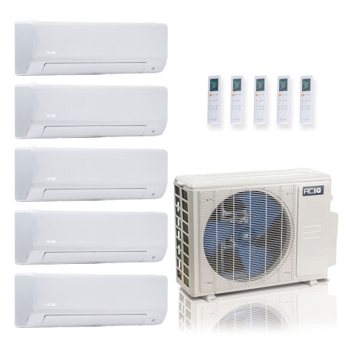 36,000 BTU ACIQ Standard 24 SEER2 Five Zone Wall Mount Mini Split Heat Pump System - R454B | 230V - 6 + 9 + 9 + 9 + 9 - ES-36Z-M5C / ACIQ-06W-HH-MD / ACIQ-09W-HH-MD-4  Mini Split Systems Direct