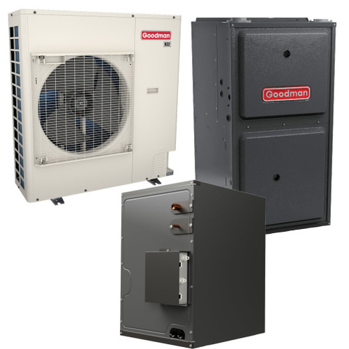 Goodman | 4 Ton | 16.2 SEER2 | R-32 | Dual Fuel System | GZV7SA4810 | CHPEA6030C3 | GRVM971005CN | 30" Horizontal Coil | 100,000 BTU Upflow/Horizontal Modulating Variable-Speed ECM Natural Gas Furnace