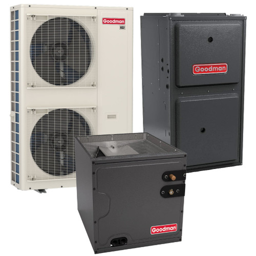 Goodman 3 Ton 18.2 SEER2 R-32 | Dual Fuel System | GZV9SA361C + GMVM970804CN + CHPEA4830C3 | 80,000 BTU/h | Upflow/Horizontal | Modulating Gas Valve | Variable-Speed ECM | Furnace | 21" Cabinet | Horizontal Cased Coil