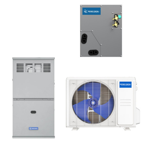 MRCOOL 4 Ton Central Hyper Heat Air Conditioner and 80% AFUE, 120K BTU 24.5" Gas Furnace Split System - Upflow, Horizontal, or Downflow