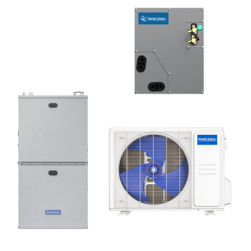 MRCOOL 4 Ton Central Hyper Heat Air Conditioner and 96% AFUE, 120K BTU 24.5" Gas Furnace Split System - Upflow or Horizontal - MGM96EE120D5NB-MCMP4860DOTB-CEN  Mini Split Systems Direct