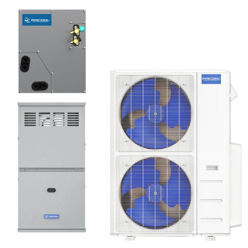 MRCOOL 5 Ton Central Hyper Heat Air Conditioner and 80% AFUE, 120K BTU 24.5" Gas Furnace Split System - Upflow, Horizontal, or Downflow - CENTRAL-60-HP-C-230B00-O  Mini Split Systems Direct