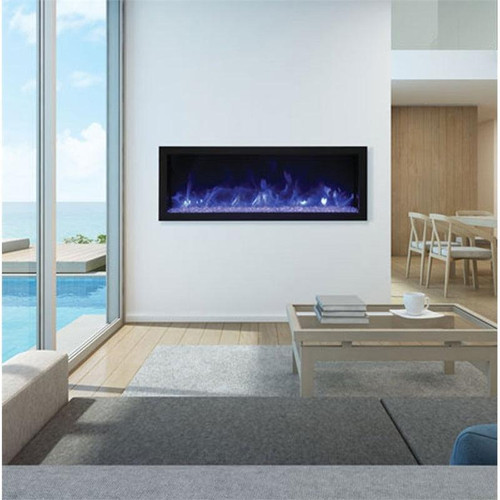 Remii 45" Extra Slim Indoor or Outdoor Built In Electric Fireplace with Black Steel Surround - 102745-XS  Mini Split Systems Direct