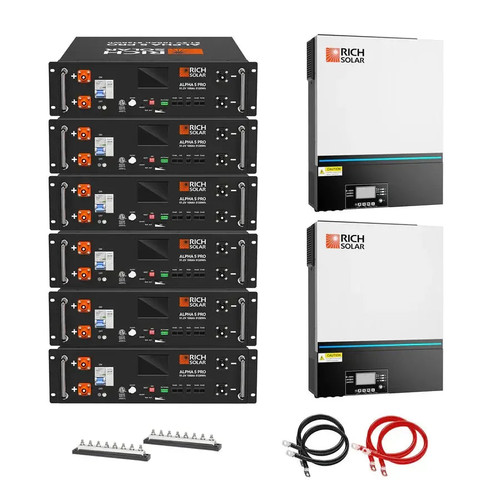 Rich Solar Off-Grid System Kit | 13,000W 120/240V Output, 48VDC(30.72kWh ALPHA 5 PRO Server Lithium Iron Phosphate Battery) - RS-CBK1302  Mini Split Systems Direct
