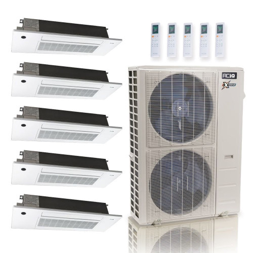 48,000 BTU ACiQ Extreme 23 SEER2 5 Zone Slim Ceiling Cassette Mini Split Heat Pump System - R454B | 230V - 6 + 6 + 6 + 6 + 9 - ACIQ-48Z-HH-M6C / SCC-06-HH-MB-4 / SCC-09-HH-MB  Mini Split Systems Direct