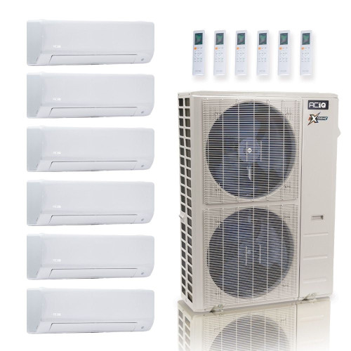 48,000 BTU ACIQ Extreme 23 SEER2 6 Zone Wall Mount Mini Split Heat Pump System - R454B | 230V - 6 + 6 + 6 + 9 + 12 + 12 - ACIQ-48Z-HH-M6C / ACIQ-06W-3 / ACIQ-09W / ACIQ-12W-2  Mini Split Systems Direct