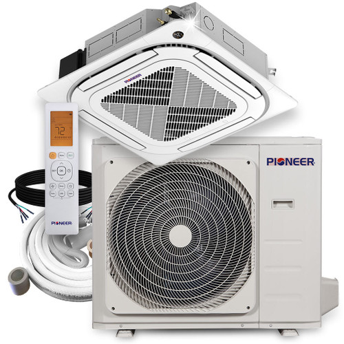 Pioneer® Quantum Ultra™ 36,000 BTU 20 SEER2 230V 4-Way Ceiling Cassette Ductless Mini-Split Air Conditioner Inverter Heat Pump