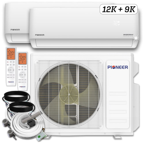 Pioneer® Dual Split 21000 BTU 1.5-Ton Quantum Ultra Wi-Fi 24 SEER2 Energy-Star Multi (2) Zone Wall Mount Air Conditioner Heat Pump 230-Volt