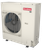 Goodman 5 Ton 16.6 SEER2 R-32 Central Heat Pump Split System with Evaporator Coil & Modular Blower, white unit with red label and metal fan on a rectangular base