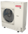 Goodman 5 Ton 16.6 SEER2 R-32 Central Heat Pump Split System with Evaporator Coil & Modular Blower, white unit with red label and metal fan on a rectangular base
