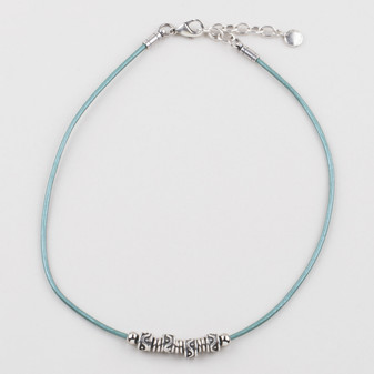 Teal Leather Necklace (N1678)