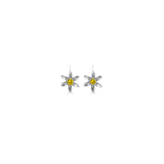 Sunflower Petite Blossom Earrings - Burnished Silver / Flower Earrings / Swarovski Crystal /  Floral Jewellery / Gift For Her