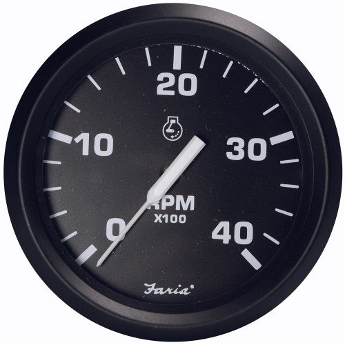 Faria Euro Black 4" Tachometer - 4,000 RPM (Diesel - Magnetic Pick-Up) [32803]