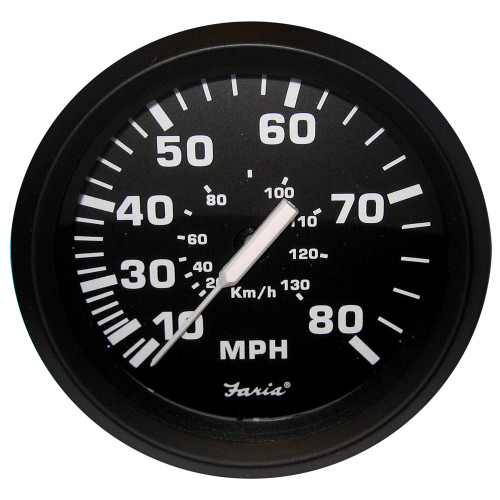 Faria Euro Black 4" Speedometer - 80MPH (Mechanical) [32812]