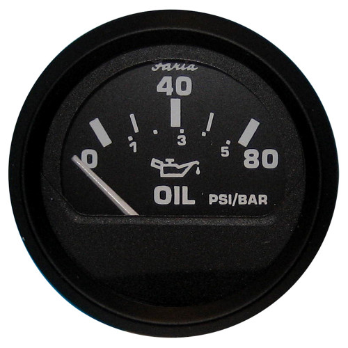 Faria Euro Black Oil Pressure Gauge - 80 PSI [12803]