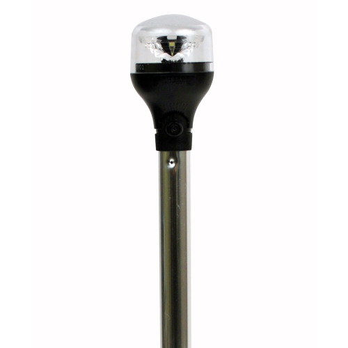 Attwood LightArmor Plug-In All-Around Light - 20" Aluminum Pole - Black Vertical Composite Base w\/Adapter [5551-PA20-7]