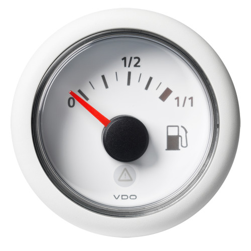 VDO Marine 52mm (2-1\/16") ViewLine Fuel Tank Level Gauge 0-1\/1 - 8\/32V - 90-4 OHM - White Dial  Round Bezel [A2C59514182]