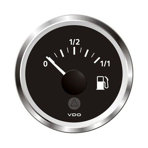 VDO Marine 2-1\/16" (52mm) ViewLine Fuel Level Gauge 0-1\/1 - 8-32V - 3-180 OHM - Black Dial  Chrome Triangular Bezel [A2C59514083]