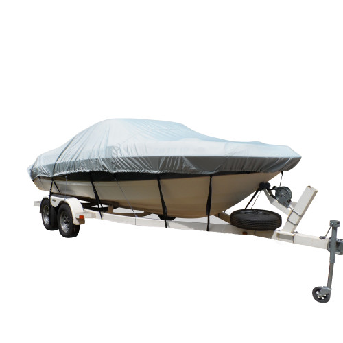 Carver Flex-Fit PRO Polyester Size 12 Boat Cover f\/V-Hull Center Console Fishing Boats - Grey [79012]