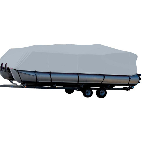 Carver Sun-DURA Styled-to-Fit Boat Cover f\/23.5 Pontoons w\/Bimini Top  Partial Rails - Grey [77623S-11]