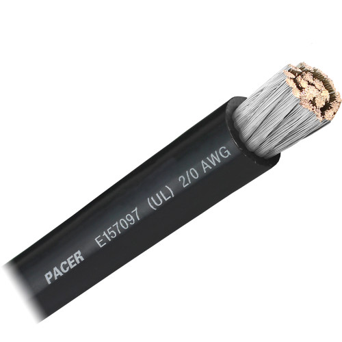 Pacer Black 2\/0 AWG Battery Cable - Sold By The Foot [WUL2\/0BK-FT]